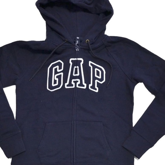 Navy Gap logo hoodie size L - Picture 3 of 7